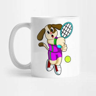 Dog at Tennis with Tennis racket & Tennis ball Mug